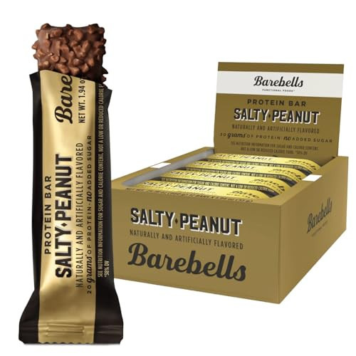 Barebells Protein Bars Salty Peanut - 12 Count, 20g High Protein Treats - Chocolate Nutrition Bar with 1g Total Sugars - On-The-Go Breakfast or Post-Workout Snack | Amazon (US)