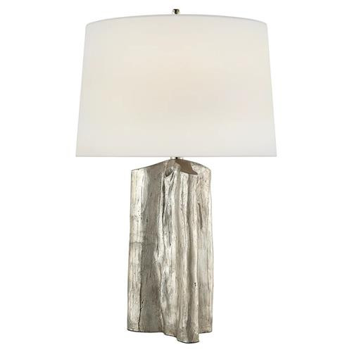 Visual Comfort Sierra Modern Silver Leaf Metal Linen Empire Shade Buffet Lamp | Kathy Kuo Home