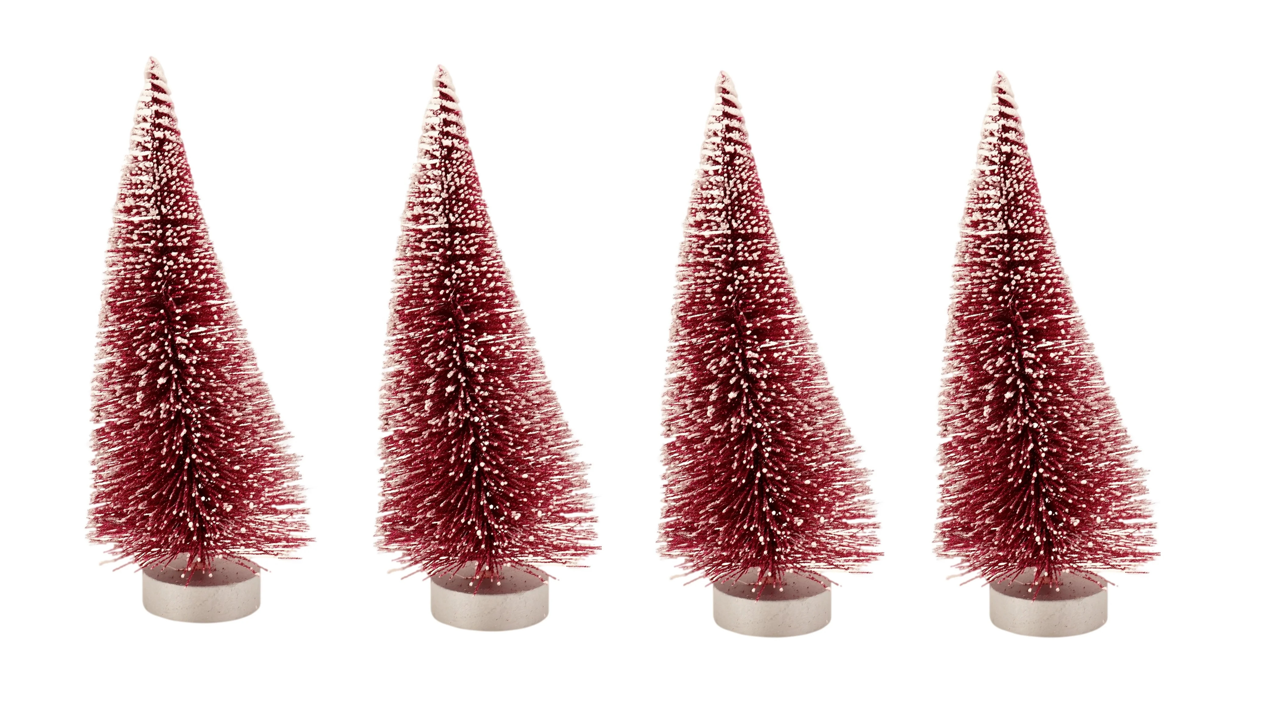 Mini Glitter Bristle Trees (4 Pack, Red, 9 in H) Christmas Bottle Brush Trees Sisal Snow Frost Mi... | Walmart (US)
