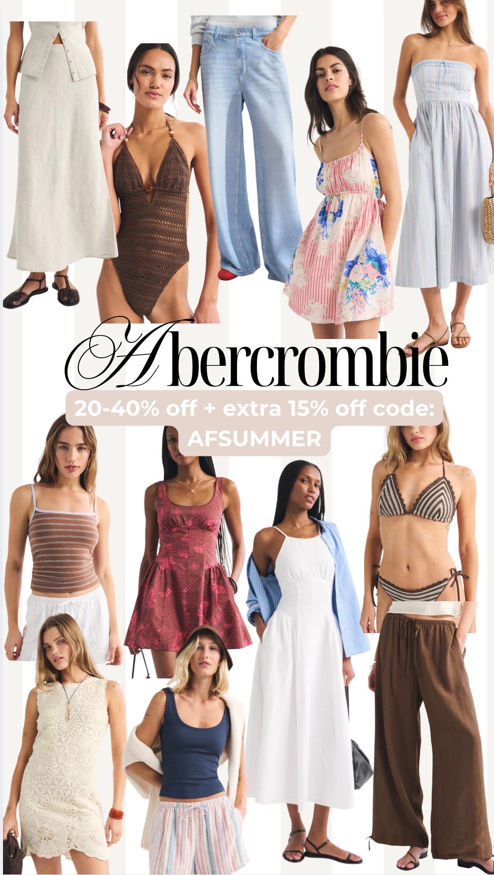 ABERCROMBIE 20-40% off + extra 15% off code: AFSUMMER 

 #LTKgrwm #LTKSeasonal #LTKSaleAlert