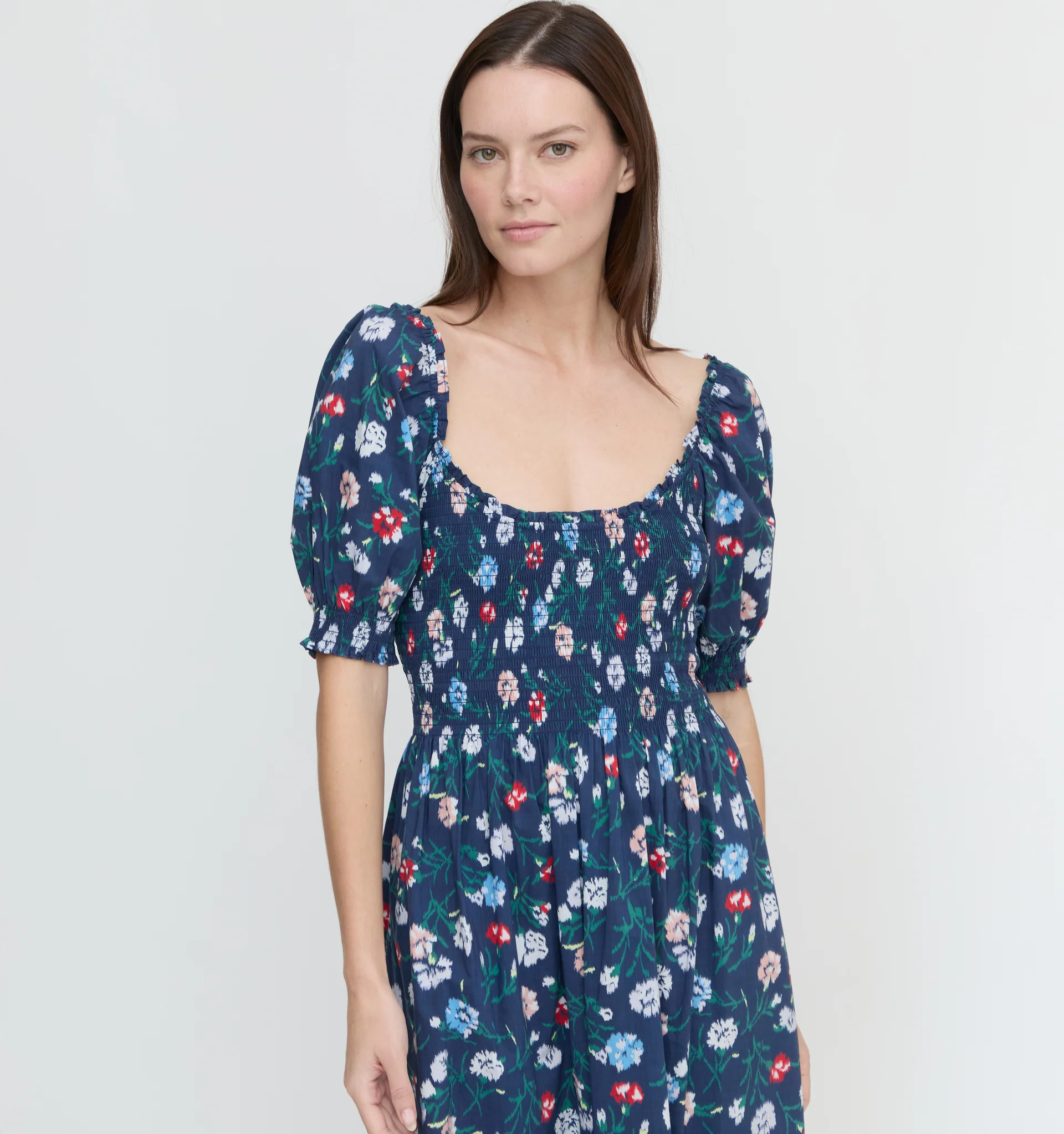 The Louisa Nap Dress - Navy Belgravia Floral Ikat | Hill House Home US