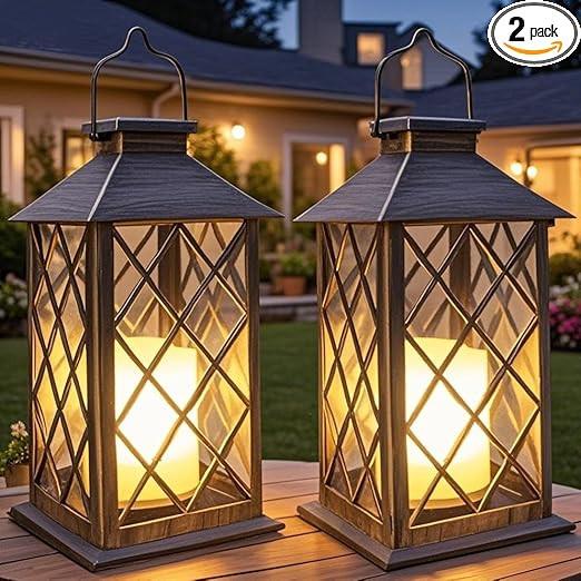 SHYMERY Solar Lantern,Outdoor Garden Hanging Lanterns,2 Pack 14 Inch Lasts 3X Longer 10 lumens Wa... | Amazon (US)