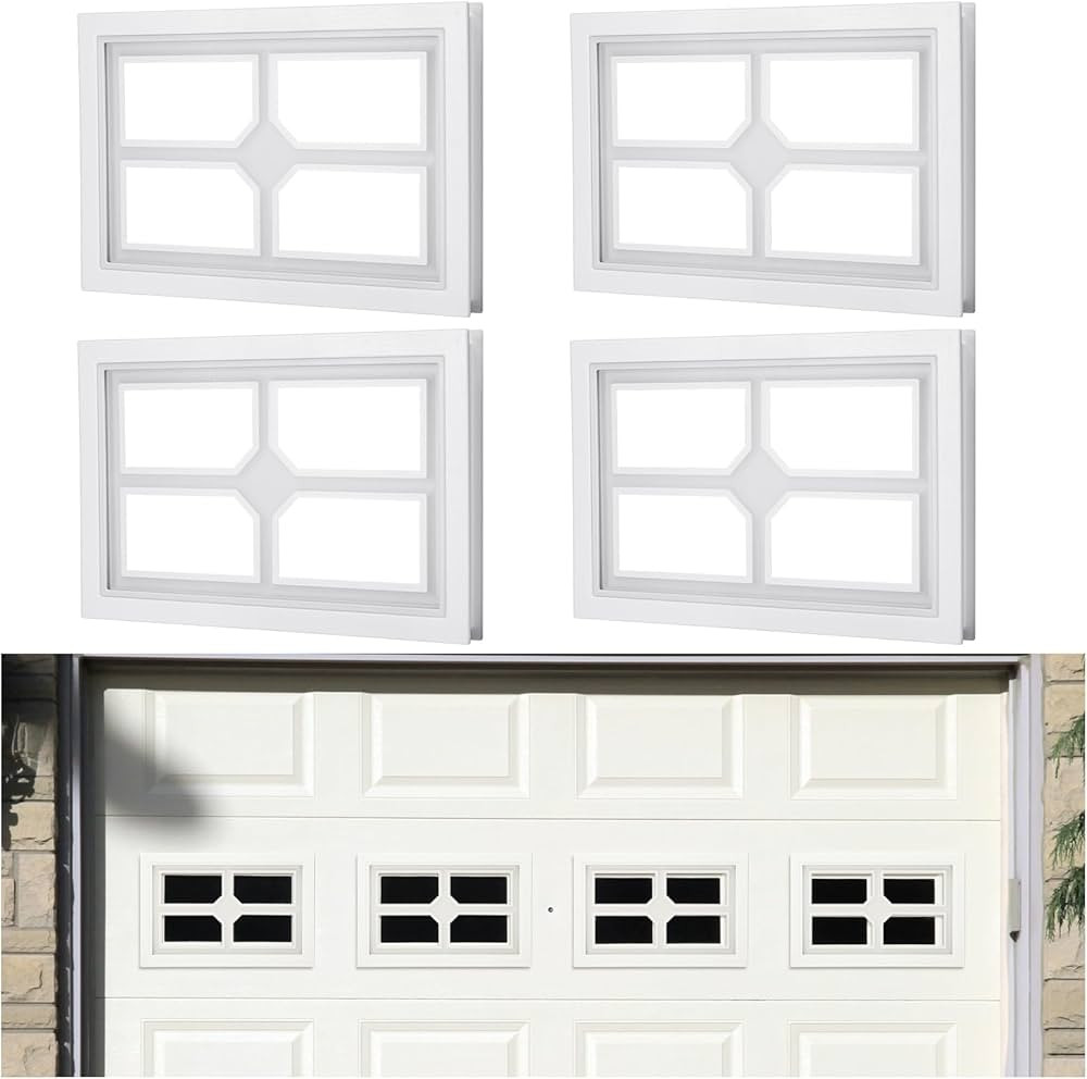 Tandefio 4 Pcs Garage Door Windows Vinyl Windows with UV Resistant Plexy Glass Garage Door Window... | Amazon (US)