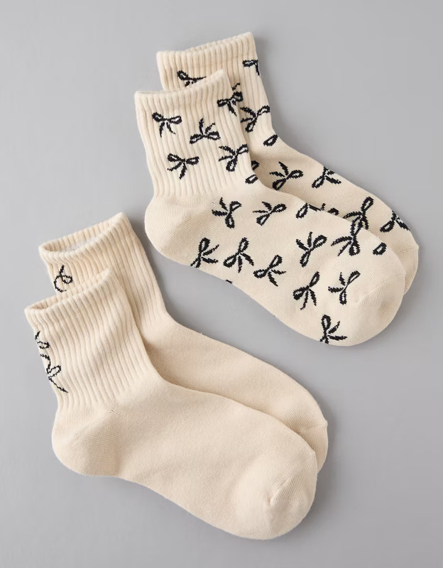 AE Bow Boyfriend Socks 2-Pack | American Eagle Outfitters (US & CA)