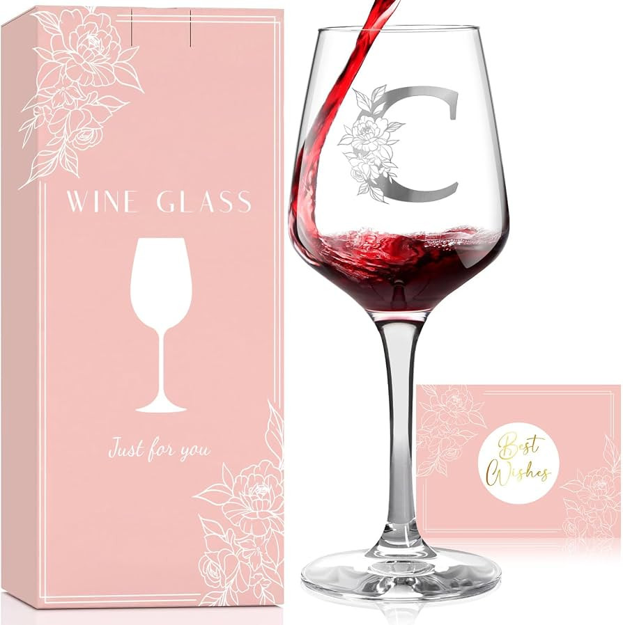 Monogrammed Wine Glass Gifts for Women, Personalized A-Z Wine Glass Customized Gift for Women, Un... | Amazon (US)