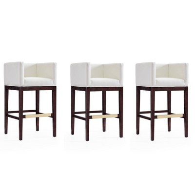 Set of 3 Kingsley Upholstered Barstools Ivory: Low Back, Beech Wood Frame, 30" Height - Manhattan Comfort | Target