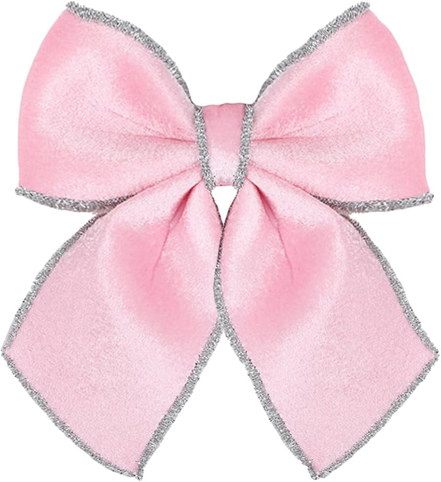 Pink Velvet Bows for Wreath, 6" × 8" Christmas Tree Topper Bows Small Craft Wreath Decorative Bo... | Amazon (US)