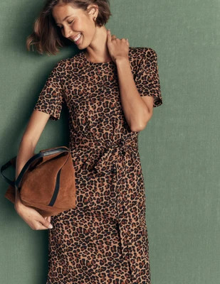Boden Women's T-Shirt Jersey Midi Dress in Brown | Size 4 | Boden (US)