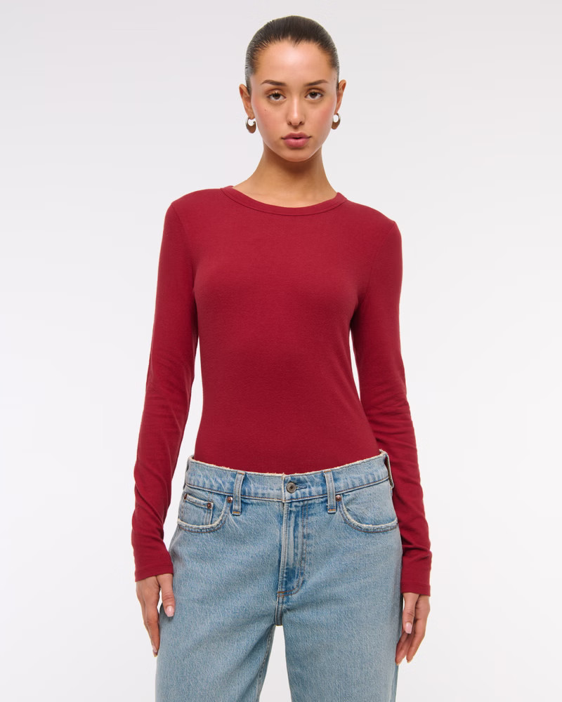 Long-Sleeve Cozy Lounge Knit Tuckable Crew Tee | Abercrombie & Fitch (US)