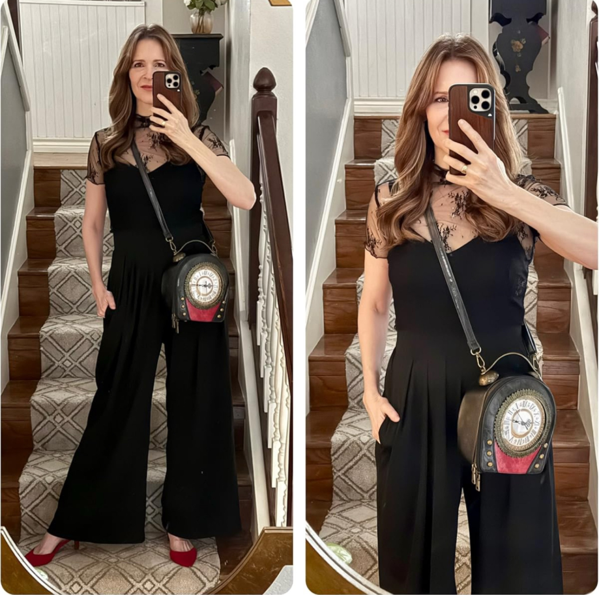 I love fun and quirky outfit details, especially purses. You will almost always find a quirky bags in all my outfits. This is a working clock purse! I have it in two colors now and it’s inexpensive but makes a statement.  I love it so much!  #fashionover50 #over50 #datenight #statementbag #popofred

#LTKItBag #LTKOver40 #LTKStyleTip