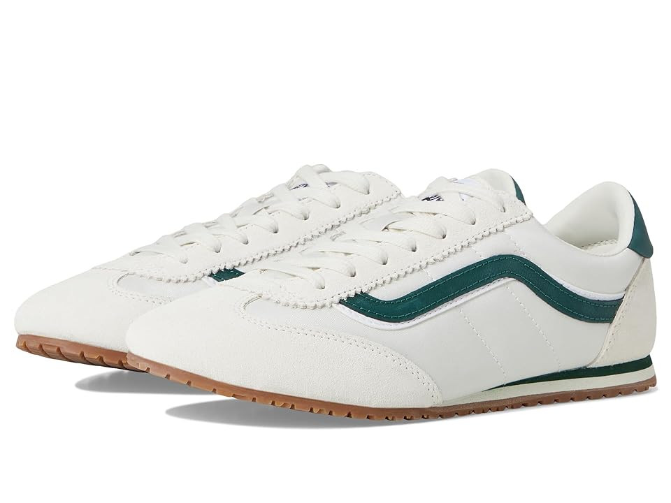 Vans Super Lowpro Athletic Shoes Marshmallow/Emerald Green : Men's 5.5 - Women's 7 Medium, Suede | Zappos