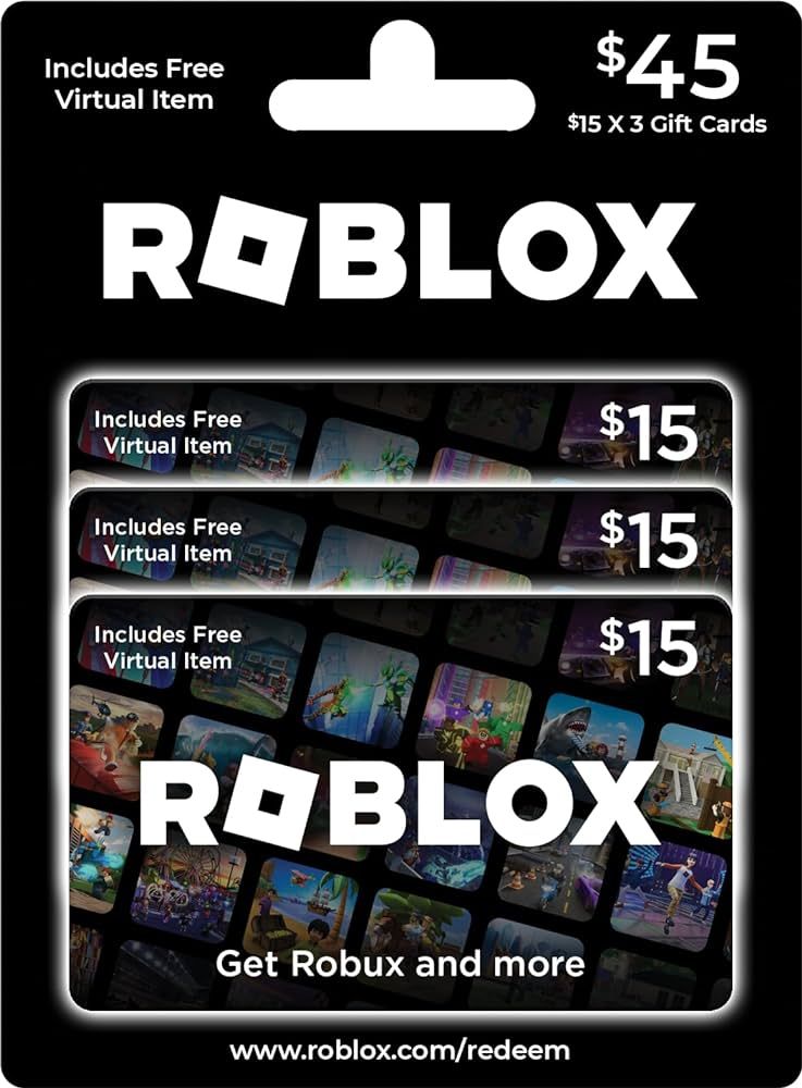 Roblox Physical Gift Cards, Multipack of 3 x $15 [Includes Free Virtual Item] | Amazon (US)