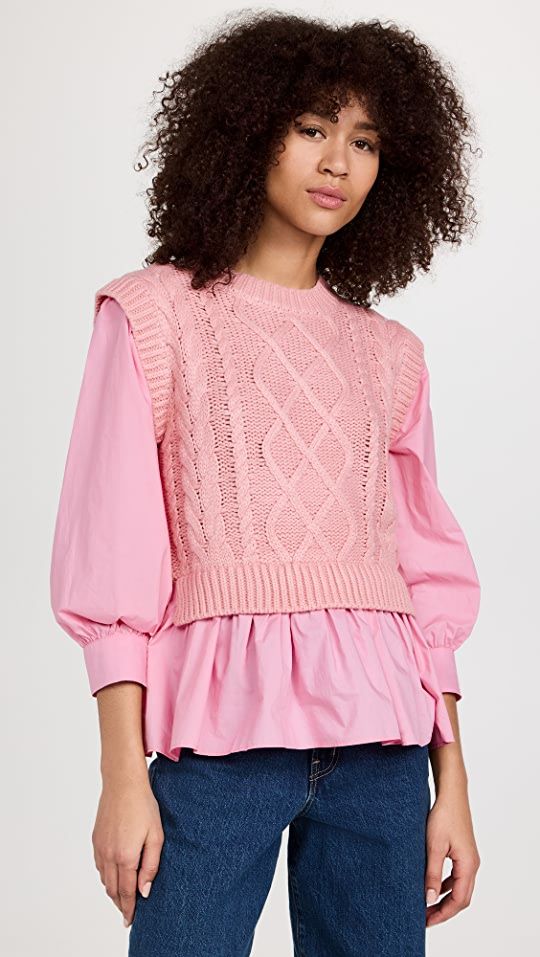 English Factory Mixed Media Cable Detail Sweater | SHOPBOP | Shopbop