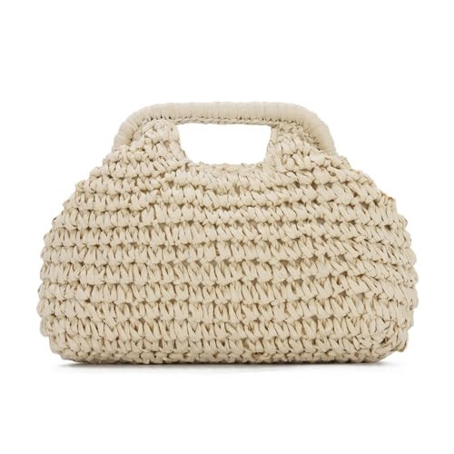 KUANG! Straw Dumpling Clutch Purse Summer Vacation Beach Crossbody Bag for Women Pouch Straw Woven Handbag | Amazon (US)