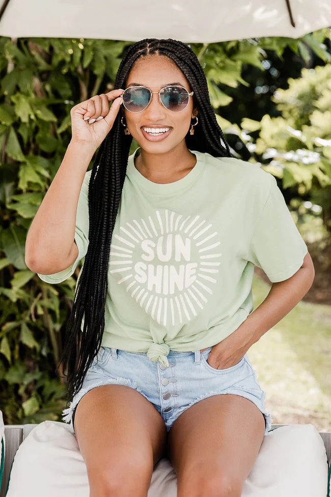 Sunshine Mint Oversized Graphic Tee | Pink Lily