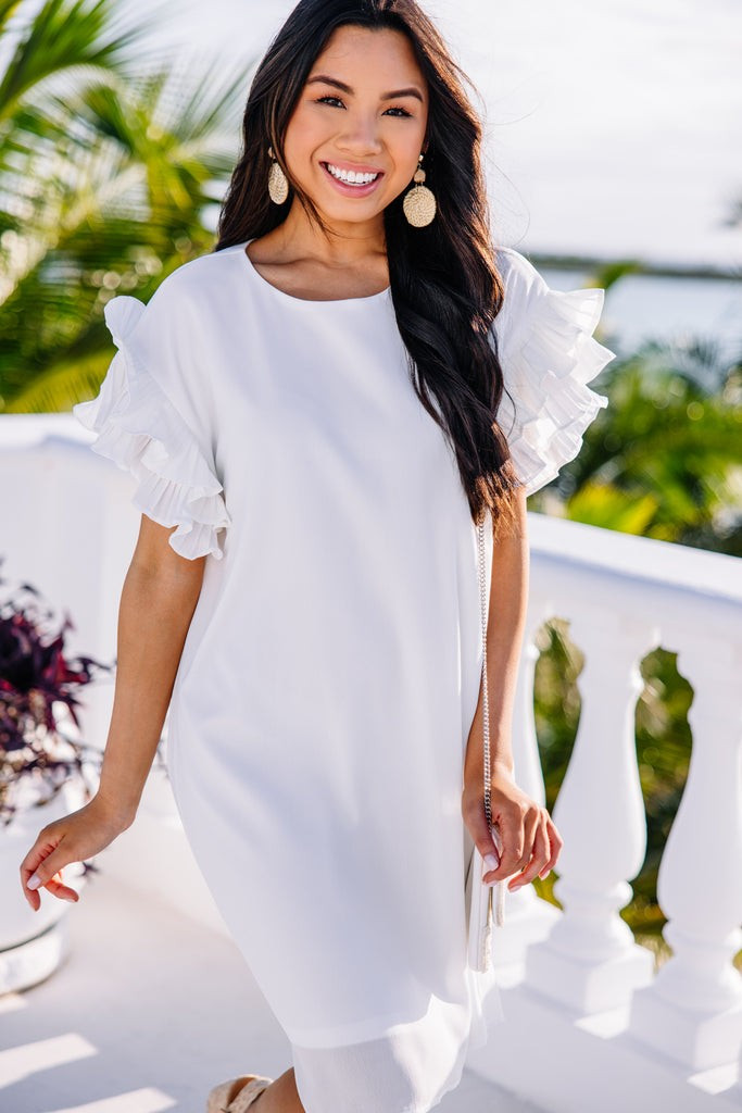 What A Vision White Ruffled Dress | The Mint Julep Boutique