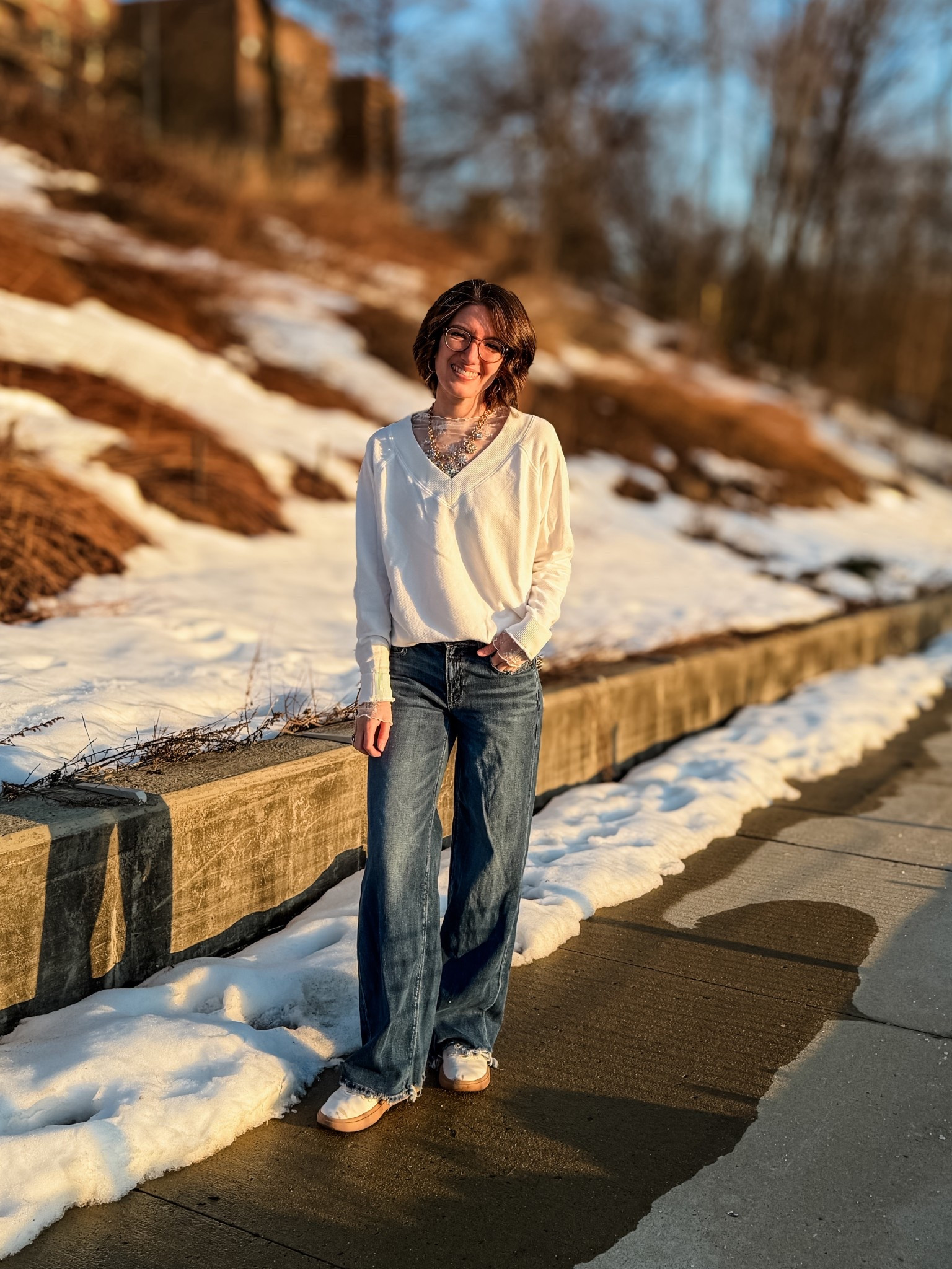 Lace top: TTS
V neck sweatshirt: TTS
Jeans (old) I sized down
Allbirds sneakers: TTS. He’s code LIZLOVES for a discount @allbirds #allbirdspartner #allbirdsaffiliate 

#LTKSeasonal #LTKSaleAlert #LTKootd