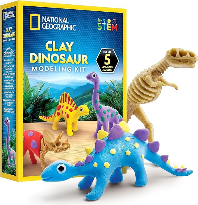 NATIONAL GEOGRAPHIC Clay Dinosaur Arts & Crafts Kit - Dinosaur Air Dry Clay for Kids Craft Kit wi... | Amazon (US)