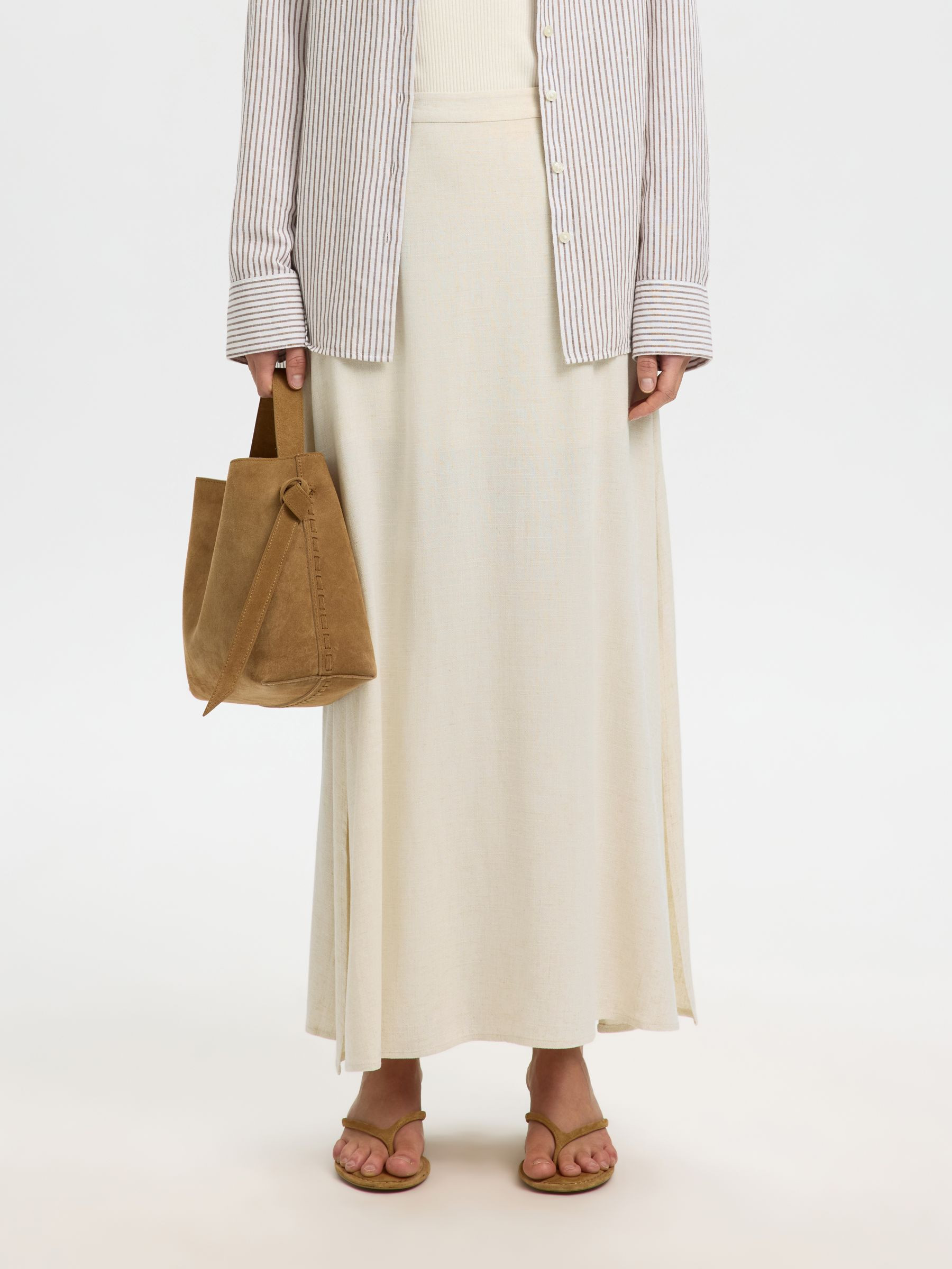 VISCOSE BLEND MAXI SKIRT | Grey | Selected | Selected