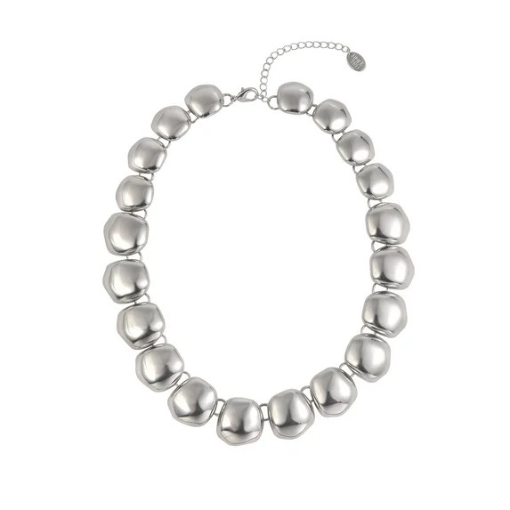 Time and Tru Women's Silver-Tone Circular Chunky Metal Statement Necklace | Walmart (US)