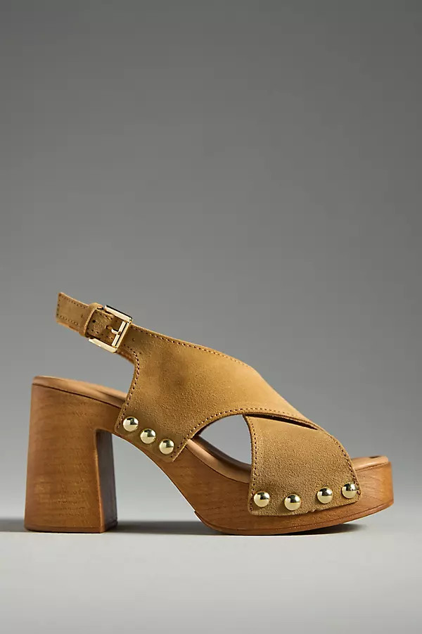 Studded Wood-Bottom Platform Sandals | Anthropologie (US)