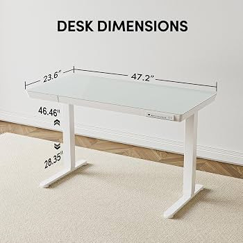 BANTI Electric Standing Desk with Drawers, 48 inch Whole-Piece Glass Desktop, Height Adjustable S... | Amazon (US)