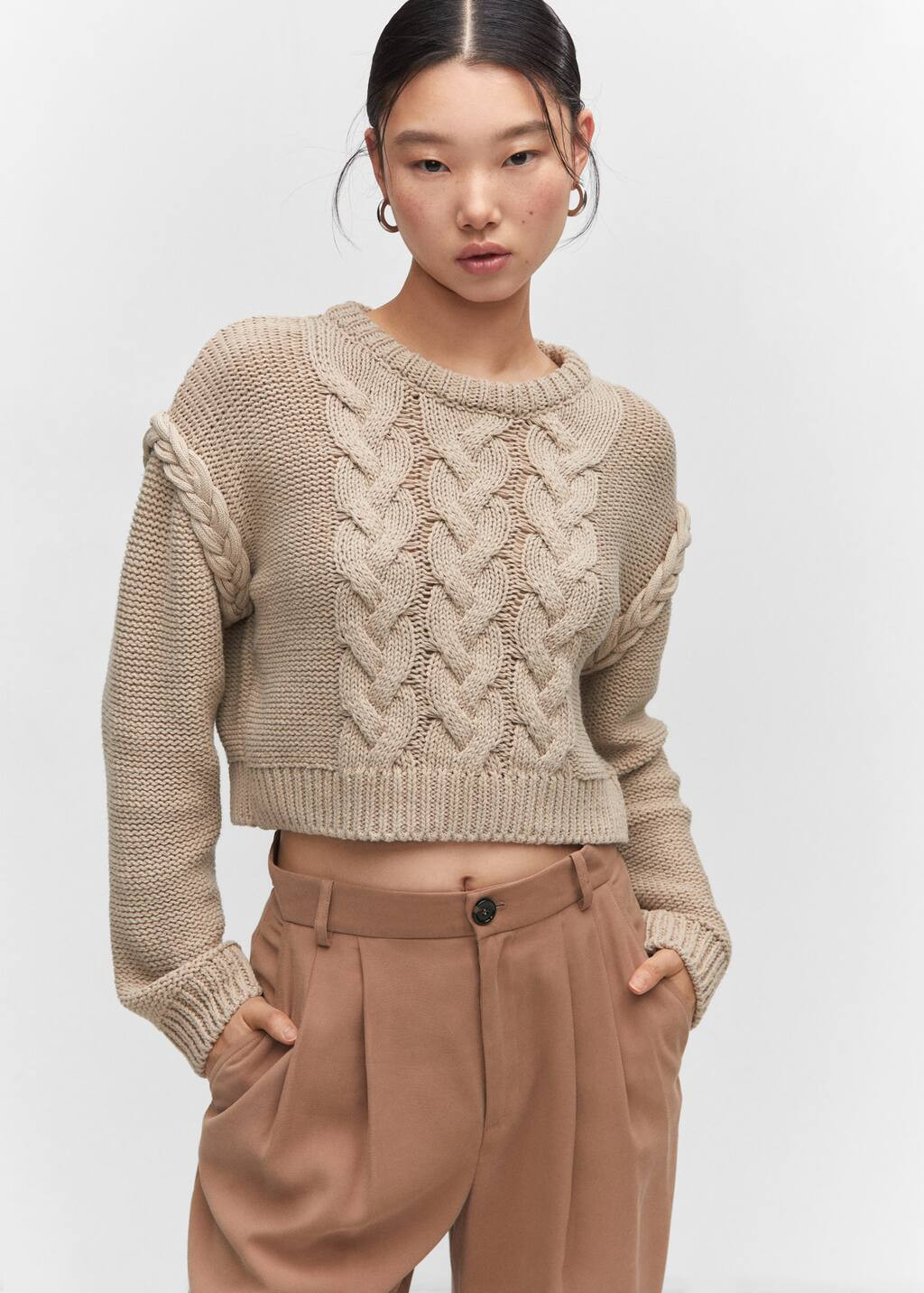 Knitted braided sweater | MANGO (US)