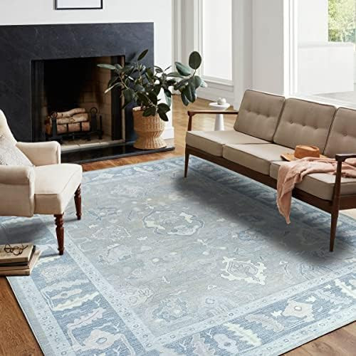 Oushak Gray Modern Rug, Shades of Grey & Distressed Blue Vintage Turkish Pastel Area Rugs, Oriental  | Amazon (US)