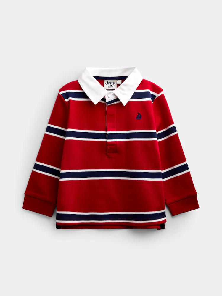 JoJo Maman B\u00e9b\u00e9 Bright Red Stripe Classic Rugby Top | Next US