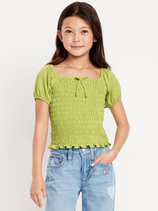Short Puff-Sleeve Smocked Top for Girls | Old Navy | Old Navy (US)