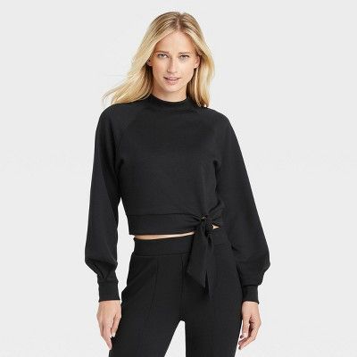 Women's Tie-Waist Sweatshirt - Who What Wear™ Jet Black | Target