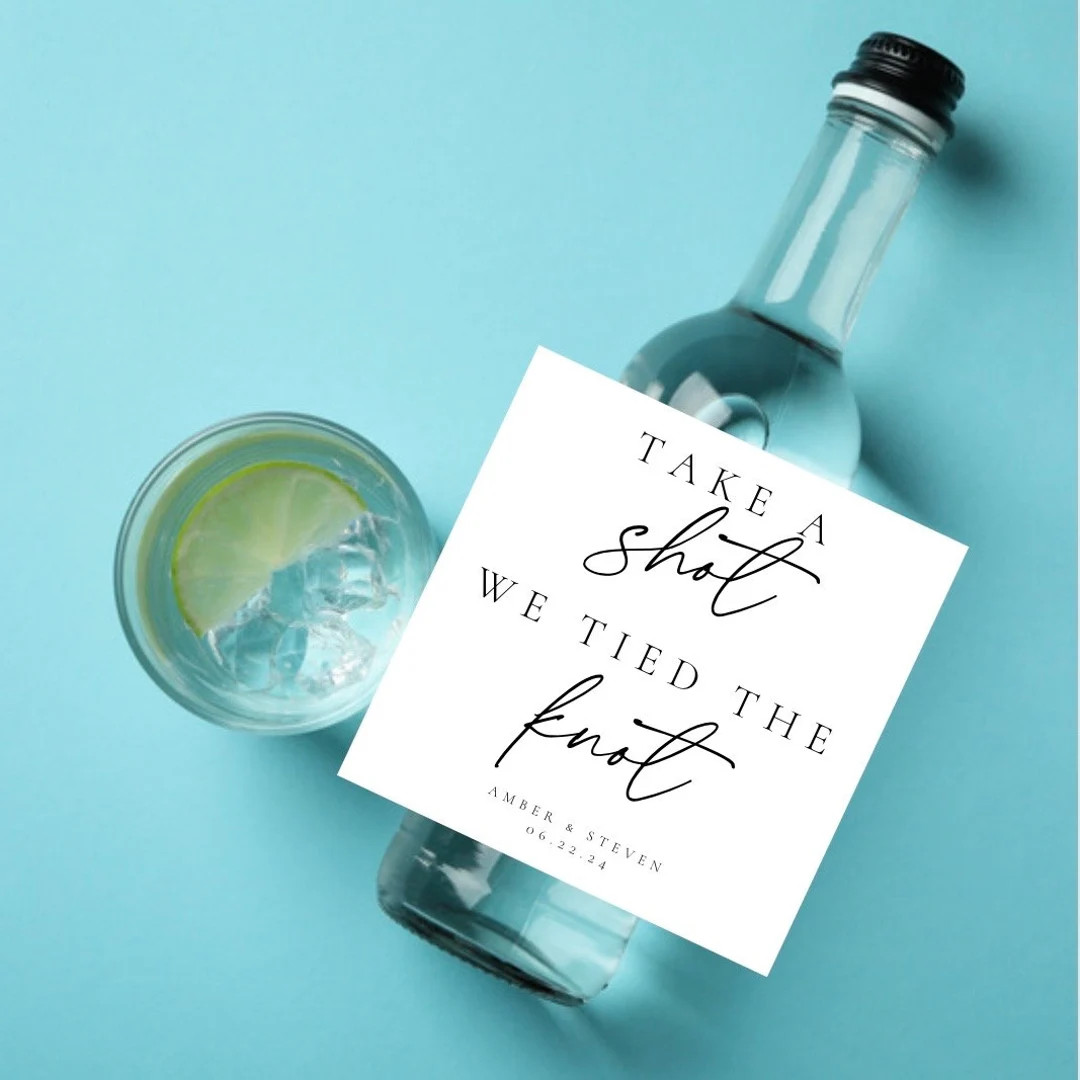 Take a Shot We Tied the Knot Mini Liquor Bottle Labels Wedding Wedding Favor Wedding Label Bachel... | Etsy (US)
