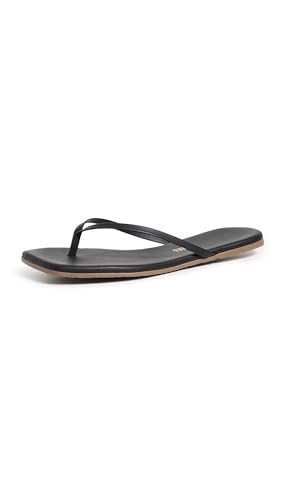 TKEES Women's Square Toe Lily Flip Flops, Black, 6 Medium US | Amazon (US)