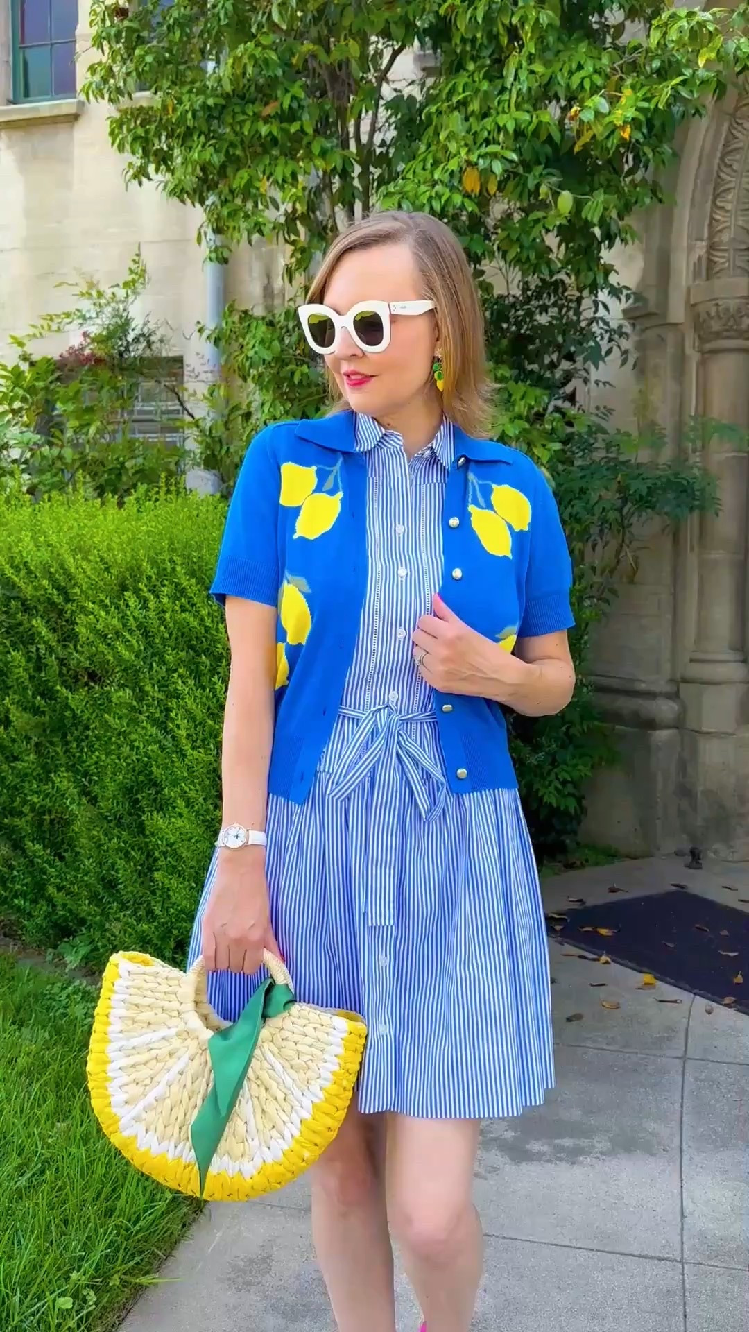 Summer lemon cardigan and striped shirt dress 

#LTKItBag #LTKSeasonal #LTKFindsUnder50