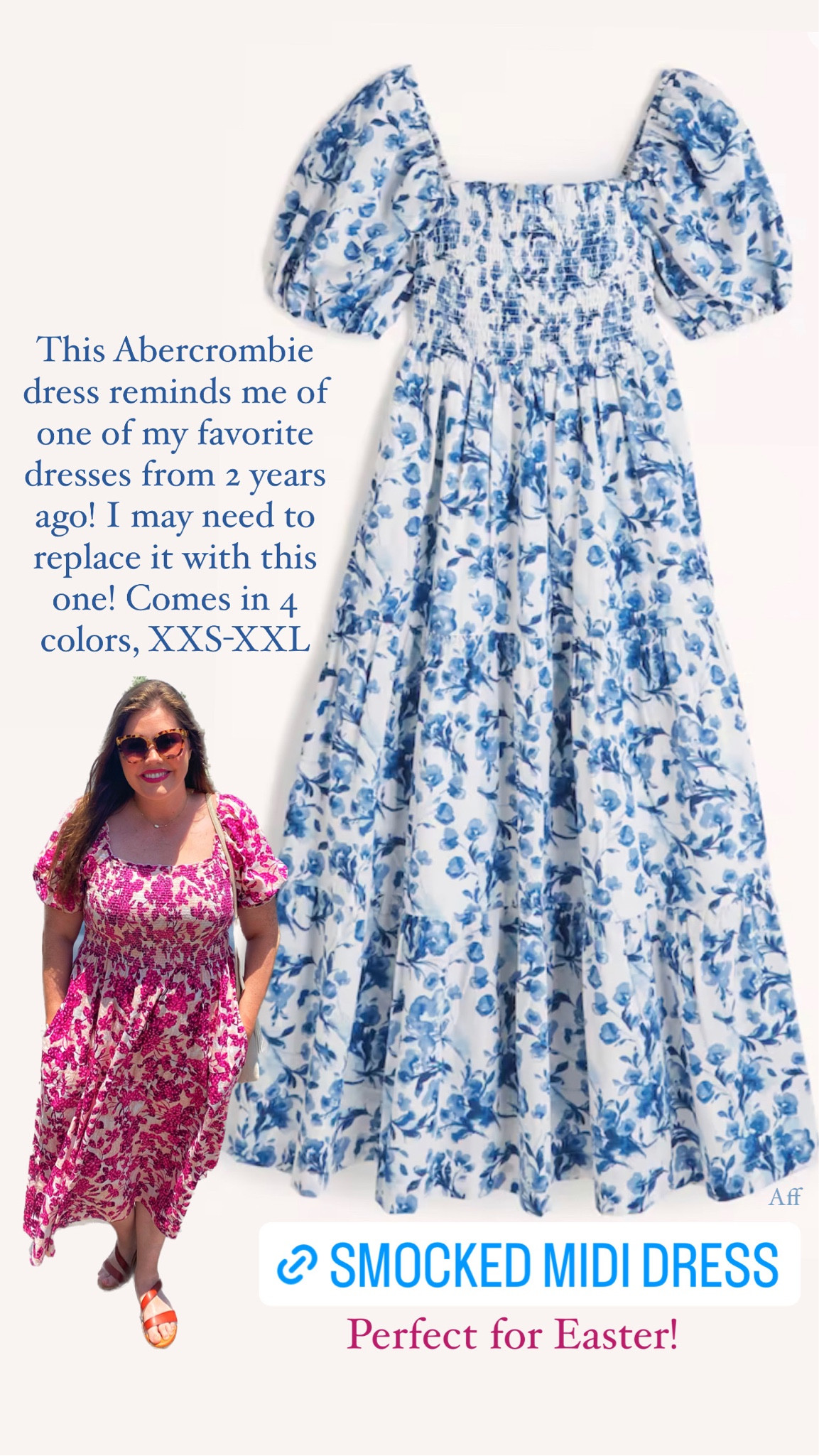 Abercrombie and fitch smocked midi dress that is perfect for spring $110 and comes in XXS-XXL and four colors! Also comes in tall and petite lengths.

Smocked dress, floral dress, midi dress, Easter dress, resort wear, plus size dress, midsize dress, midsize fashion, plus size fashion, pink floral dress, green floral dress, blue floral dress, dresses under $100, dress under $150, wedding guest dress, beach family pictures dress, family pictures outfit, puff sleeve dress, beach vacation, spring outfit ideas 

#LTKSale #LTKSeasonal #LTKwedding