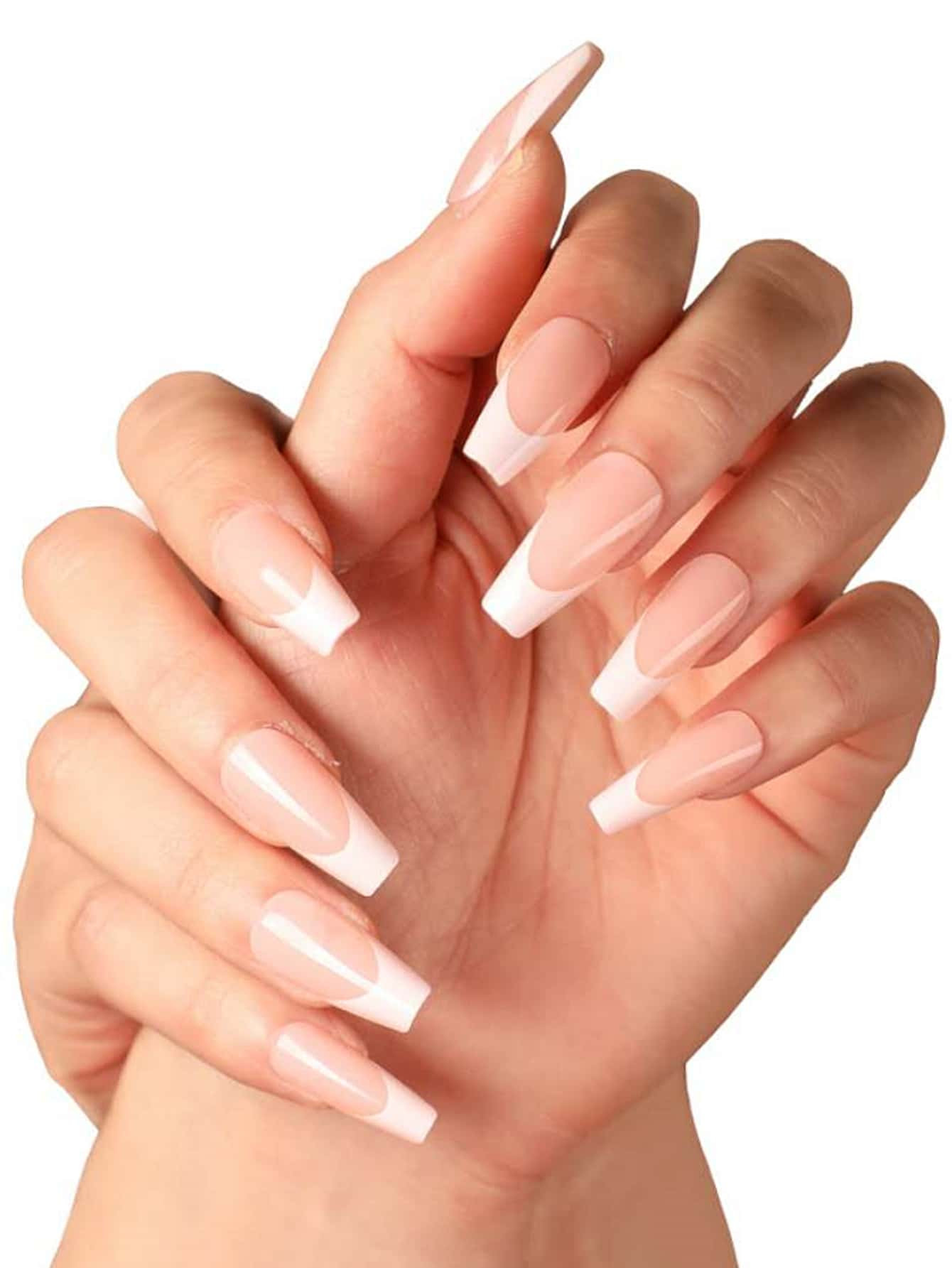 24pcs Two Tone Fake Nail With Double-sided Tape | SHEIN