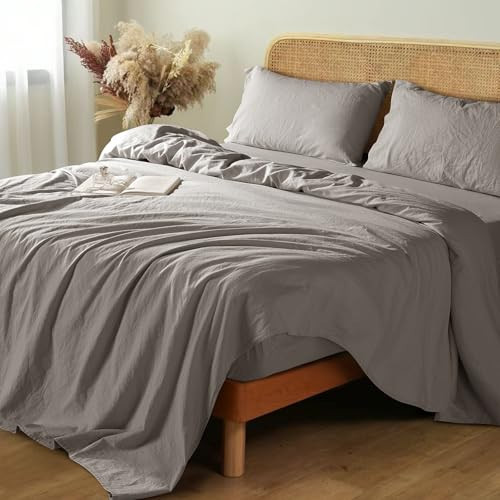 Shilucheng 100% French Linen Sheets - Queen Size Bed Sheets, Breathable & Cooling Pure Linen Sheets,Soft Durable and Tear Resistant -16 Inch Deep Pocket - 4Pcs (Mauve Brown, Queen) | Amazon (US)