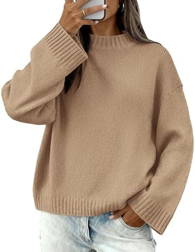 BTFBM Sweaters for Women 2026 Casual Crewneck Long Sleeve Loose Ribbed Knit Pullover Sweater Wint... | Amazon (US)