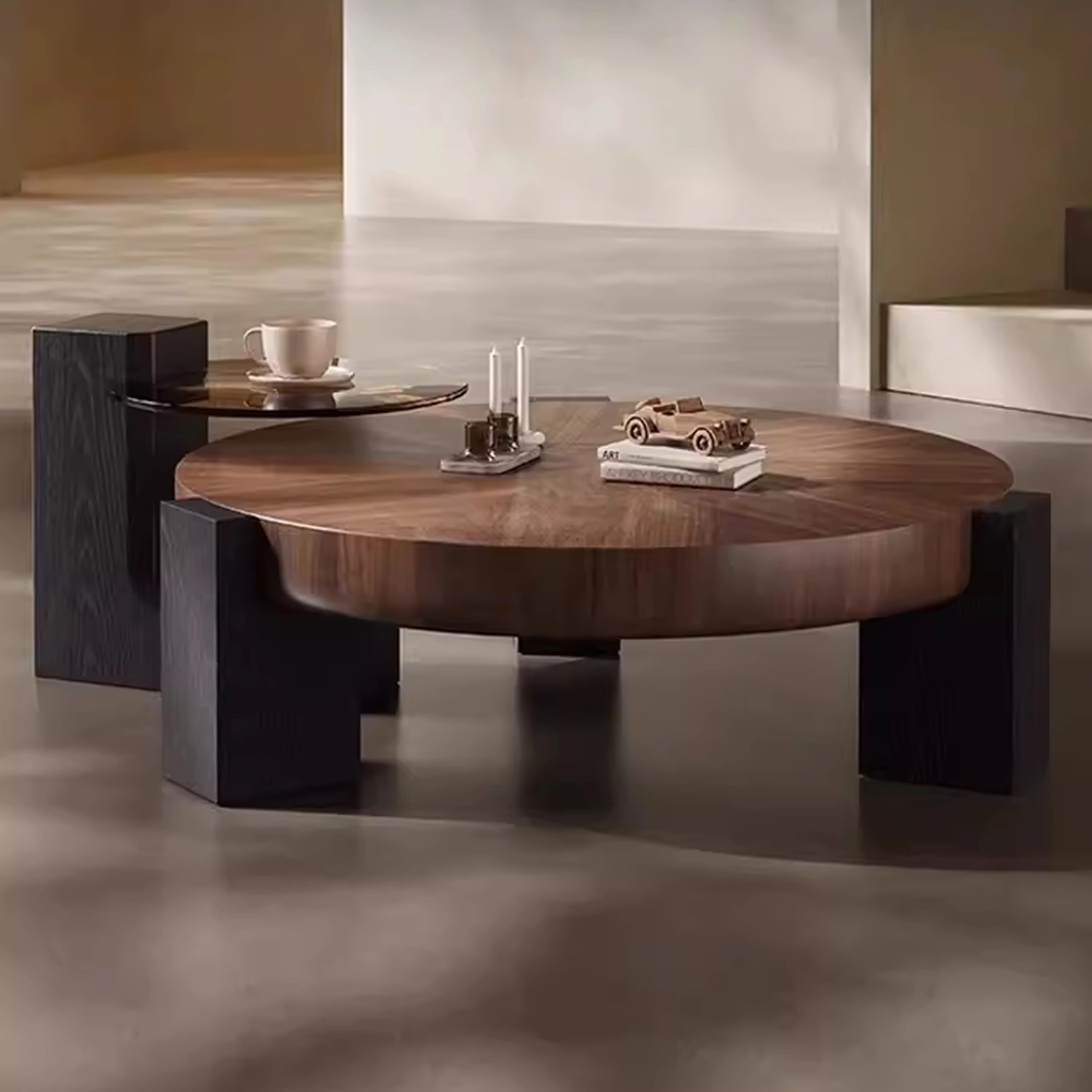 Hokku Designs Rhuardhi Modern Round Wood Coffee Table with Accent End Table & Reviews | Wayfair | Wayfair North America