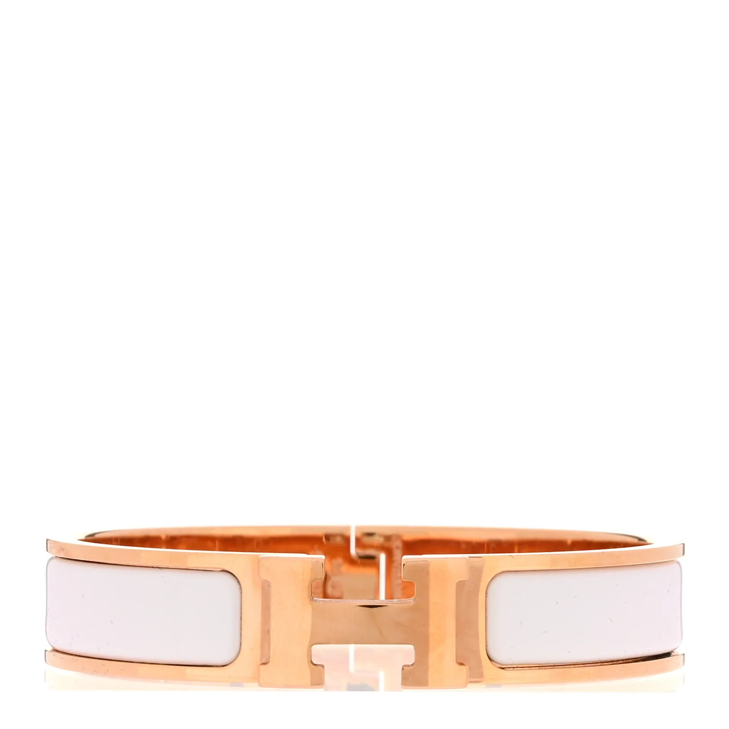 Enamel Narrow Clic Clac H Bracelet White | FASHIONPHILE (US)