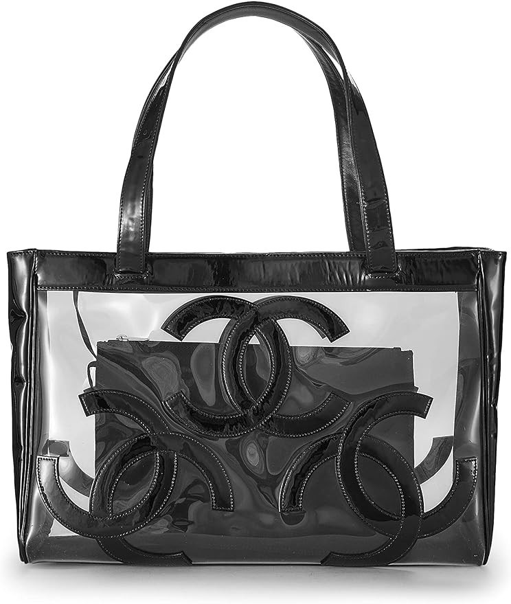 Amazon.com: Chanel, Pre-Loved Black Leather & Vinyl 3 'CC' Tote Small, Black : Luxury Stores | Amazon (US)