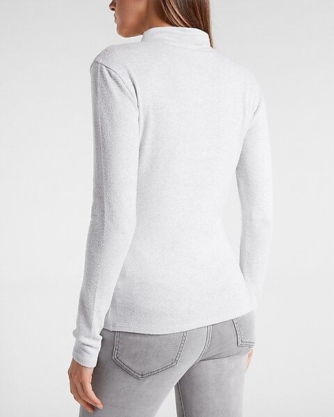 Cozy Fitted Long Sleeve Mock Neck Tee | Express
