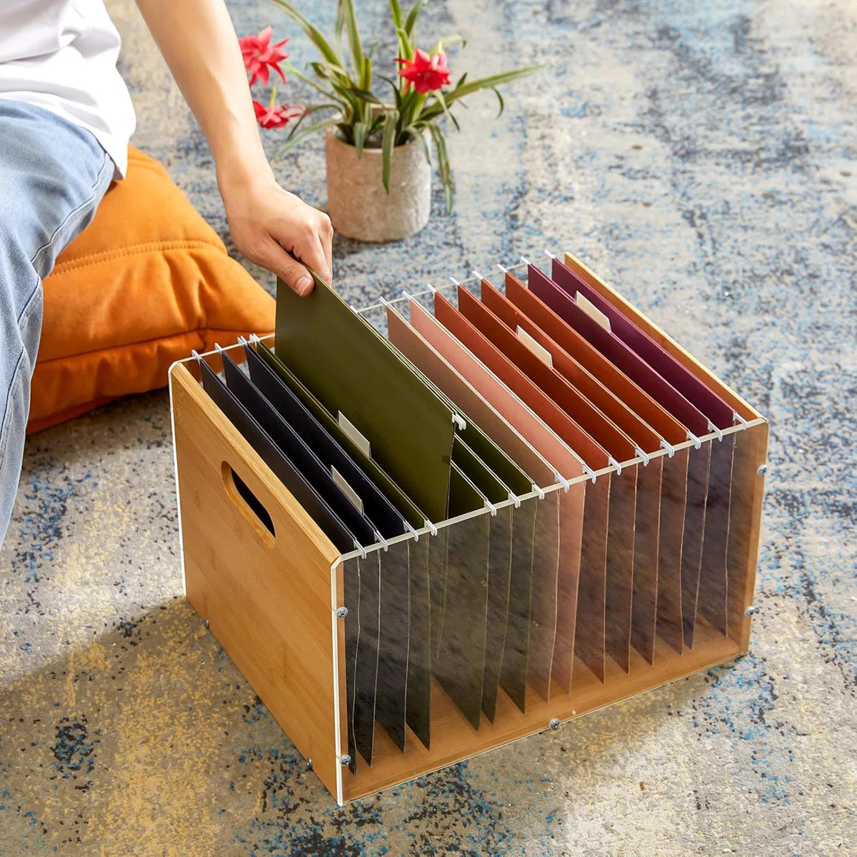 Bamboo Acrylic File Box Organizer, Hanging File Folder Storage Boxes, Decorative Document Crate T... | Wayfair North America