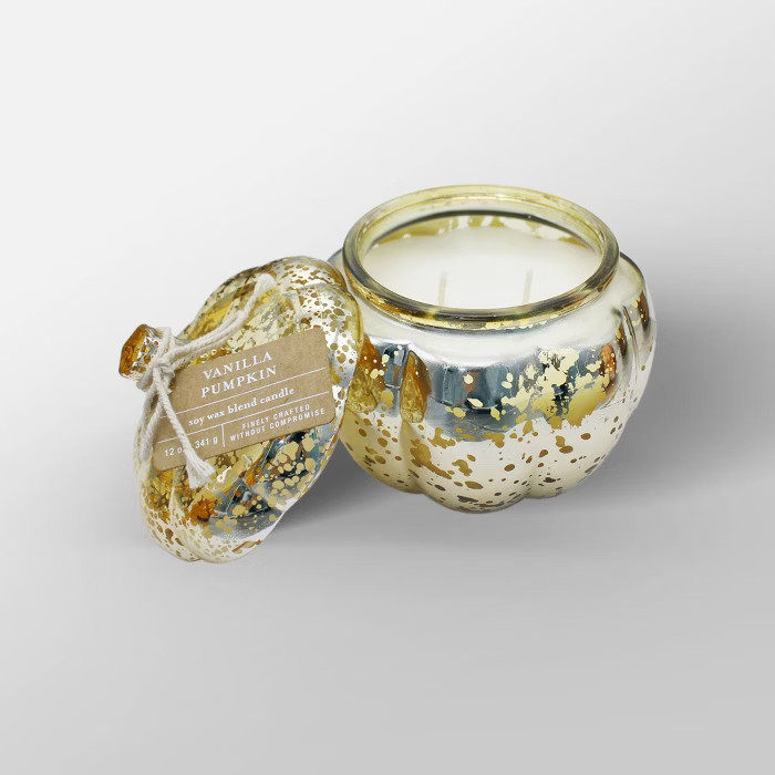 12oz Mercury Glass Pumpkin Jar 2-Wick Candle Vanilla Pumpkin - Threshold™ | Target