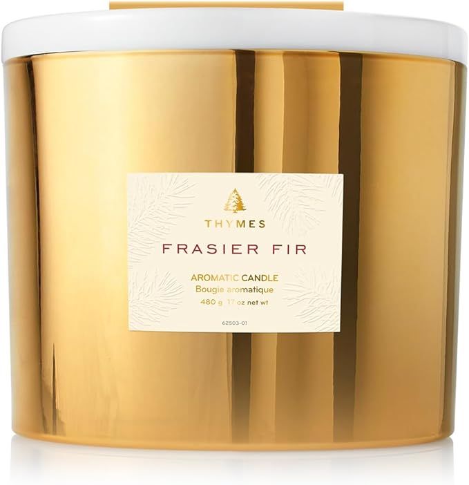 Thymes Frasier Fir Gilded Gold 3-Wick Candle - Scented Candle with a Crisp Just-Cut Forest Fragra... | Amazon (US)