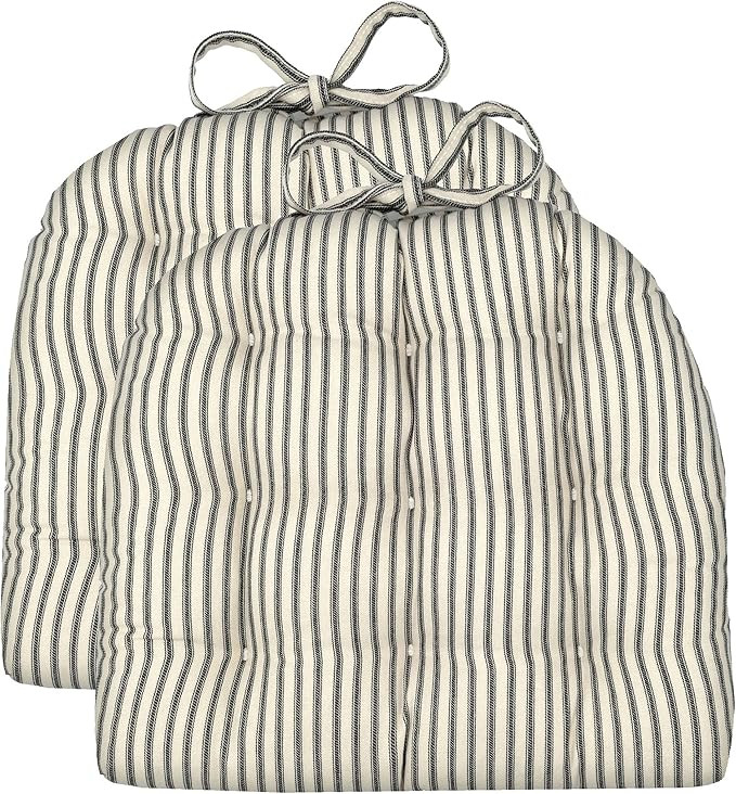 Barnett Home Decor Tolix Chair Cushions, 14 x 14 - Ticking Stripe Black - 100% Cotton, Latex Foam... | Amazon (US)