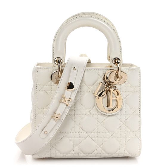 Lambskin Cannage Small My ABCDior Lady Dior White | FASHIONPHILE (US)