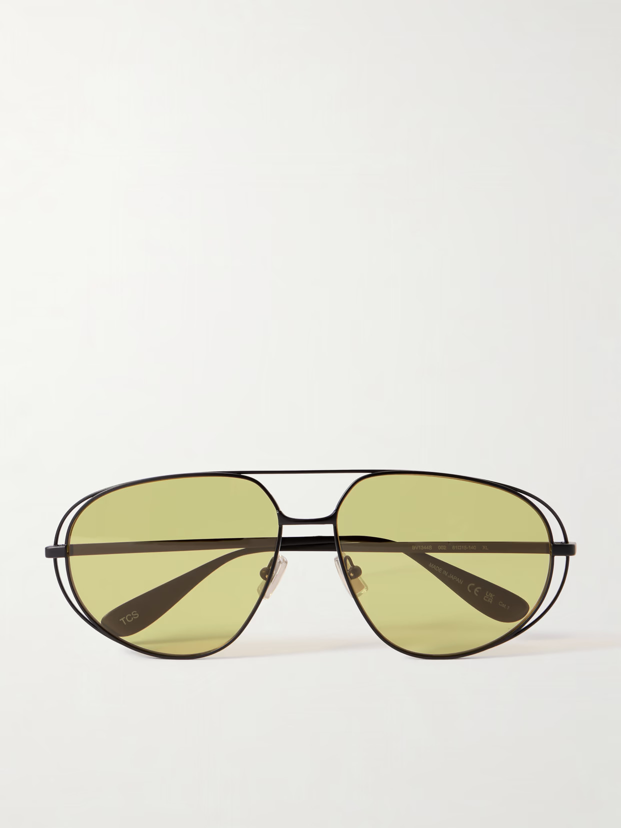 BOTTEGA VENETA EYEWEAR - Aviator-style Gunmetal-tone Sunglasses - Black | NET-A-PORTER (US)