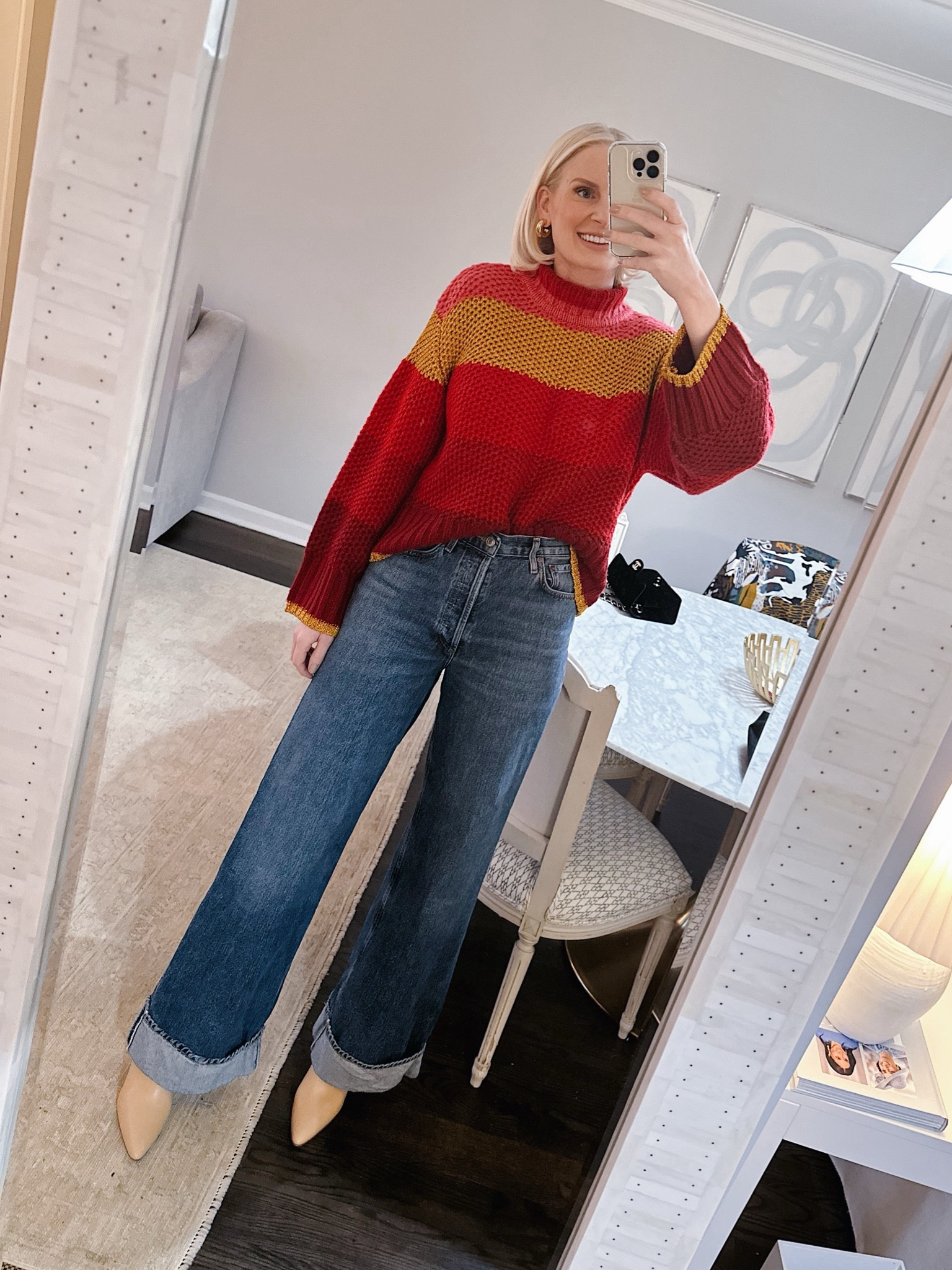 Tonight’s look for a SuperBowl watch party 🏈 size down in both the sweater and the jeans! 

#LTKshoecrush #LTKstyletip