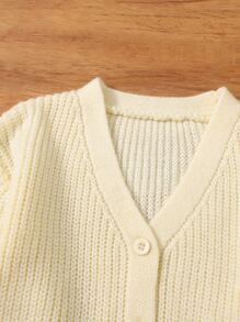 SHEIN Baby Girl Button Front Ribbed Knit Cardigan | SHEIN